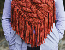 Load image into Gallery viewer, PATTERN: Autumn Cables Cowl | Knitting Pattern, PDF File Cable Cowl Knit Pattern, Knit Scarf Pattern, Fringe Scarf
